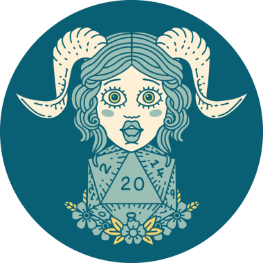 Retro Dövme Biçimi Bir insan tarafından çizilmiş D20 doğal yirmilik zar ile düzenleniyor