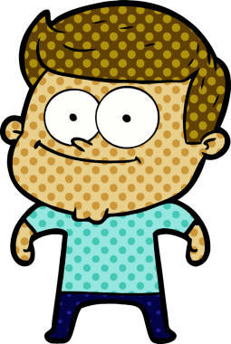 Bir insan tarafından çizilmiş mutlu bir adam.