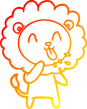 Bir insan tarafından çizilmiş mutlu çizgi film aslanının sıcak çizgi çizimi