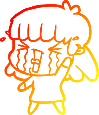 Bir insan tarafından çizilmiş göz yaşları içindeki çizgi film kadını çizimi.