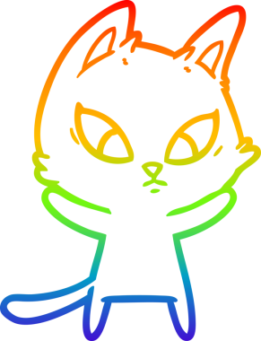 Bir insan tarafından çizilmiş kafası karışmış çizgi film kedisinin çizimi.