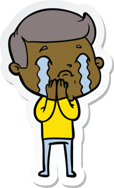 Bir insan tarafından çizilmiş, ağlayan bir çizgi film karakterinin çıkartması.