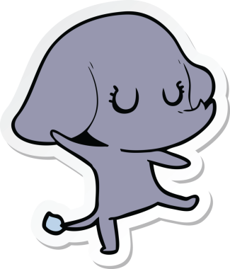 Bir insan tarafından çizilmiş şirin bir fil çıkartması.