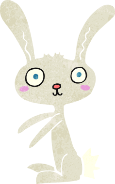 Bir insan tarafından çizilmiş çizgi film tavşanı