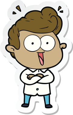 Bir insan tarafından çizilmiş heyecanlı bir adamın çıkartması.