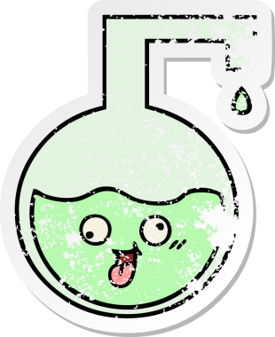 Bir insan tarafından çizilmiş sevimli bir karikatür bilim deneyinin sıkıntılı çıkartması.