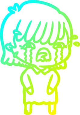 Bir insan tarafından çizilmiş ağlayan bir çizgi film kızı çizimi.