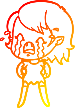 Bir insan tarafından çizilmiş ağlayan vampir kız çizgi filmi.