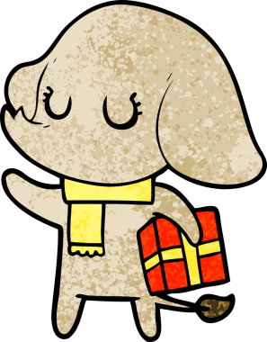 Bir insan tarafından çizilmiş sevimli çizgi film fili.