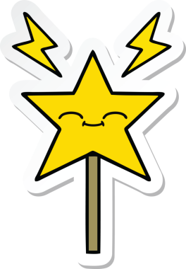 Bir insan tarafından çizilmiş şirin bir çizgi film sihirli değneğinin çıkartması.