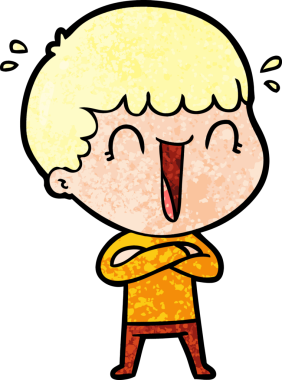 Bir insan tarafından çizilmiş gülen karikatür adam.