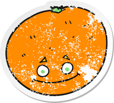 Bir insan tarafından çizilmiş portakal çizgi filminin gerilimli yapıştırması.