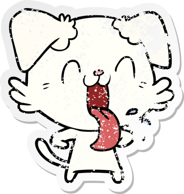 Bir insan tarafından çizilmiş, nefes nefese kalmış bir köpeğin sıkıntılı çıkartması.