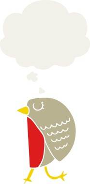 Düşünce baloncuğu olan çizgi film kuşu insan tarafından çizilmiş.