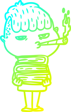 Bir insan tarafından çizilmiş sigara içen bir çizgi film karakteri çizimi