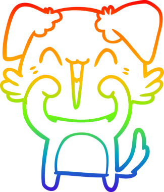 gökkuşağı gradyan çizimi bir insan tarafından çizilmiş mutlu küçük bir köpek çizgi filmi