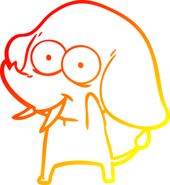 Bir insan tarafından çizilmiş mutlu bir filin sıcak çizgi çizimi