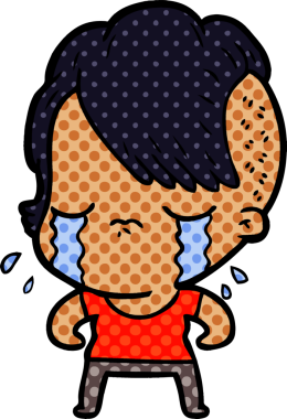 Bir insan tarafından çizilmiş ağlayan bir kız.