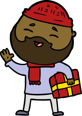 Bir insan tarafından çizilmiş mutlu sakallı bir adam.