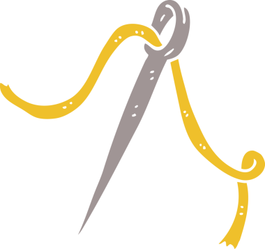 Bir insan tarafından çizilmiş karalama iğnesi ve iplik.