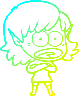 Bir çizgi film karakteri çizimi bir insan tarafından çizilmiş bir elf kızı şok etti.