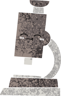 Bir insan tarafından çizilmiş mikroskobun retro illüstrasyon tarzı karikatürü