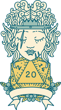 Retro Dövme Tarzı Bir insan tarafından çizilmiş 20 zarlı barbar karakter