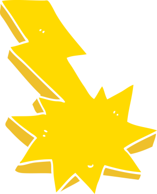 Bir insan tarafından çizilmiş düz renkli çizgi film yıldırımı