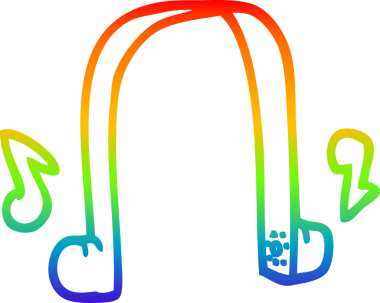 gökkuşağı gradyan çizgi çizimi bir insan tarafından çizilmiş modern kulaklıklar