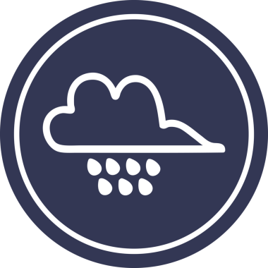 Bir insan tarafından çizilmiş yağmur bulutu dairesel simgesi