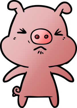 Bir insan tarafından çizilmiş kızgın domuz çizgi filmi.