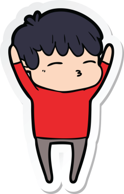 Bir insan tarafından çizilmiş meraklı bir çocuğun çıkartması.