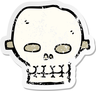 Bir insan tarafından çizilmiş ürkütücü bir kafatası maskesinin gerilimli çıkartması.