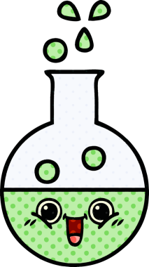 Bir insan tarafından çizilmiş bir test tüpünün çizgi romanı.