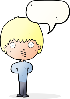 Bir insan tarafından çizilmiş konuşma balonu olan ıslık çalan çocuk.