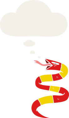 Düşünce baloncuklu çizgi film yılanı insan tarafından çizilmiş.