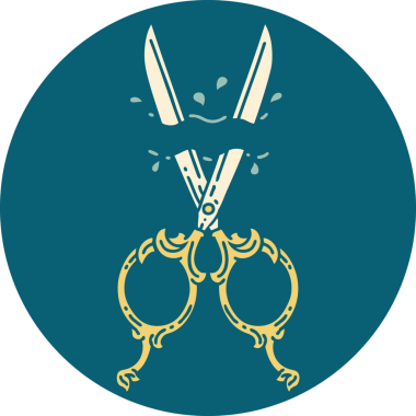 Bir insan tarafından çizilmiş berber makasının ikonik dövme şekli