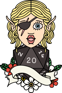 Retro Dövme Tarzı Bir insan tarafından çizilmiş doğal yirmilik zarlı düzenbaz karakter