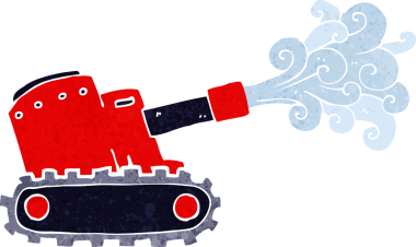 Bir insan tarafından çizilmiş karton ordu tankı.