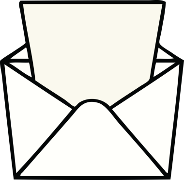 Bir insan tarafından çizilmiş garip bir karikatür mektup ve zarf.