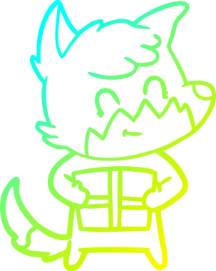 Bir insan tarafından çizilmiş, karikatür çizen, arkadaş canlısı bir tilki.