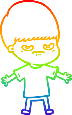 Gökkuşağı gradyan çizgi çizimi Bir insan tarafından çizilmiş bir çizgi film çocuğu