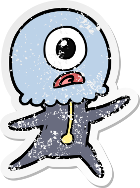 Bir insan tarafından çizilmiş sıkıntılı bir Tepegöz uzaylı uzay adamı çıkartması.