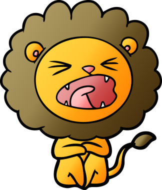 Bir insan tarafından çizilmiş kızgın aslan çizgi filmi.