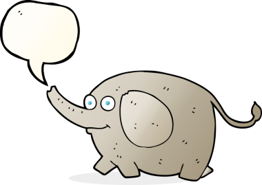 Bir insan tarafından çizilmiş serbest konuşma balonu karikatürü fili