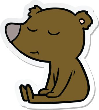 Bir insan tarafından çizilmiş mutlu çizgi film ayısının çıkartması.