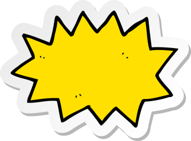 Bir insan tarafından çizilmiş bir çizgi film patlama sembolünün çıkartması.