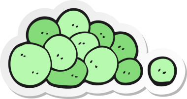 Bir insan tarafından çizilmiş bir bezelyenin çıkartması.