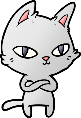 Bir insan tarafından çizilmiş çizgi film kedisi.