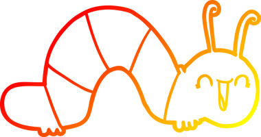 Bir insan tarafından çizilmiş mutlu bir tırtılın sıcak çizgi çizimi